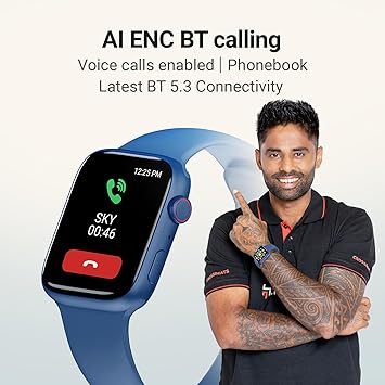 CrossBeats Newly launched Ignite S5 Advanced AI ENC BT Calling Smartwatch, 1.96” Super AMOLED Anti-Glare Screen, Always on Display, SnapCharge™ Calculator, 500+ Watch Faces, AI Health Feature (Blue)
