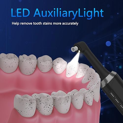 Miniatura 6 de Pratuor Kit de pulidor de dientes recargable para limpieza diaria, blanqueamiento y pulido, pulidor dental eléctrico con luz LED, 6 cabezales de