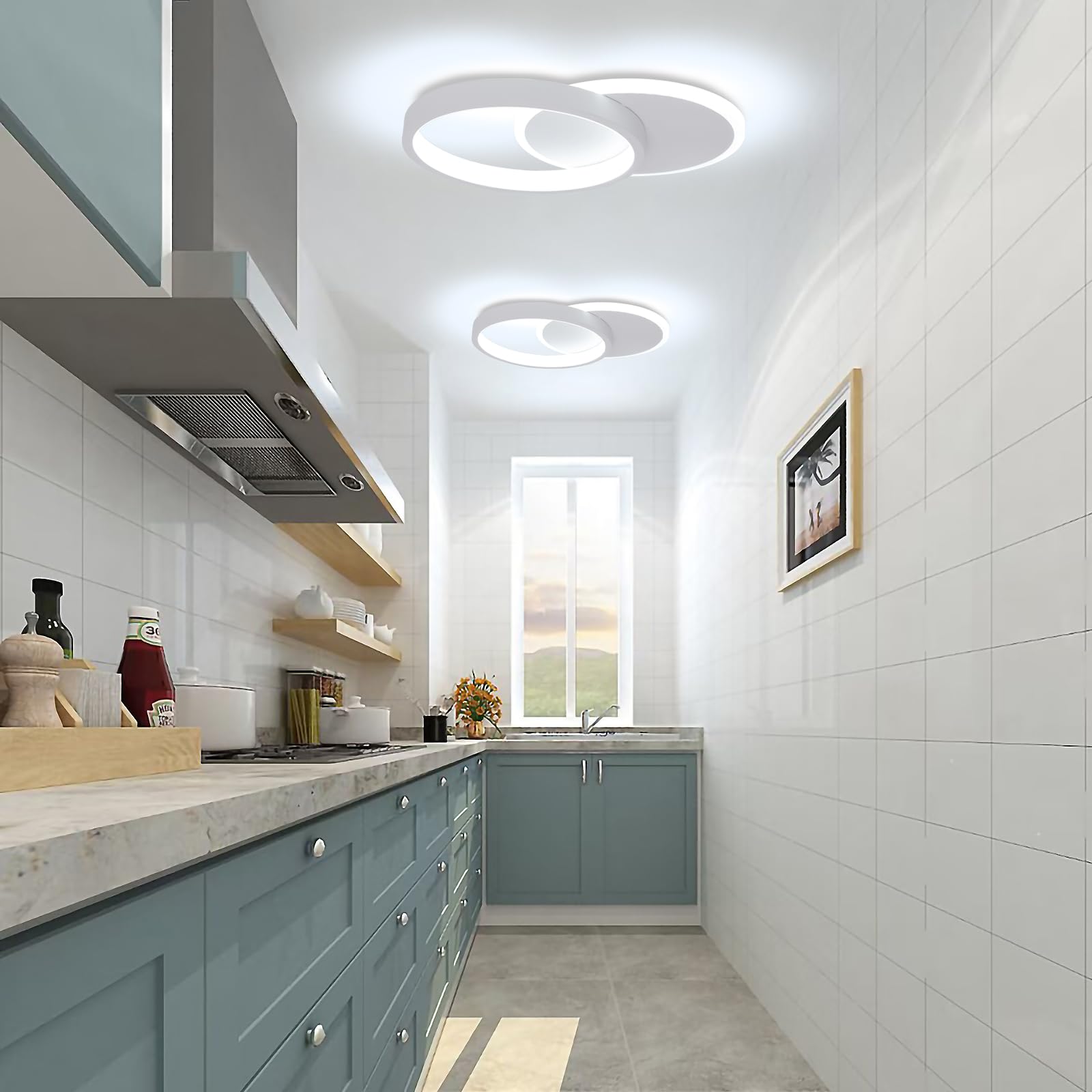 Aeyytoe Plafoniera LED Soffitto 24W 2400LM Plafoniere LED Moderno, Bianco Freddo 6000K Plafoniera Soffitto per Soggiorno Cucina Bagno Camera da Letto Corridoio