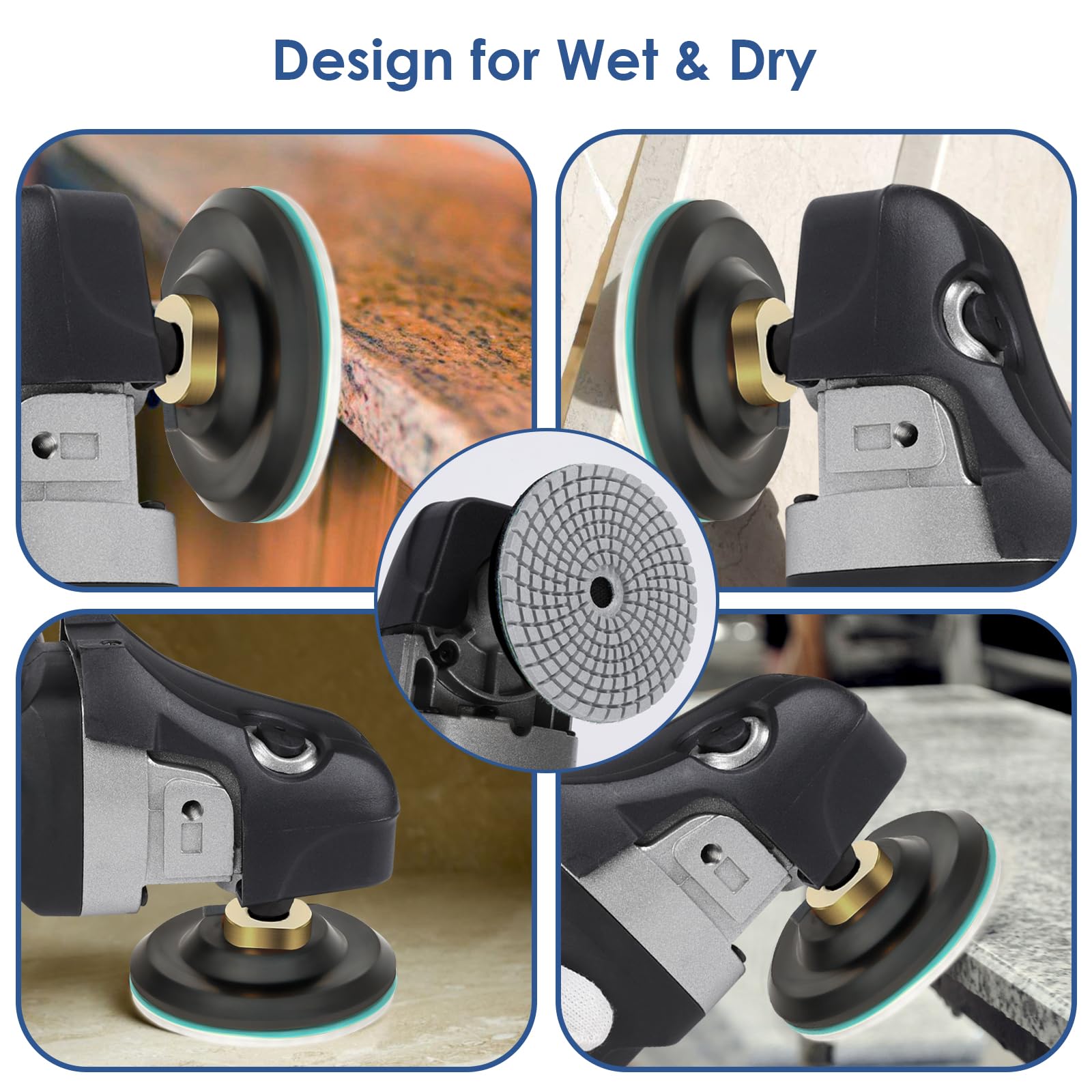 ZYZLE 17 PCS 4 Inch Diamond Polishing/Sanding Pads Wet/Dry 50-10000 Grit for Marble, Countertop, Quartz, Tile, Granite, Concrete, Stone - for Drill Grinder Polishers