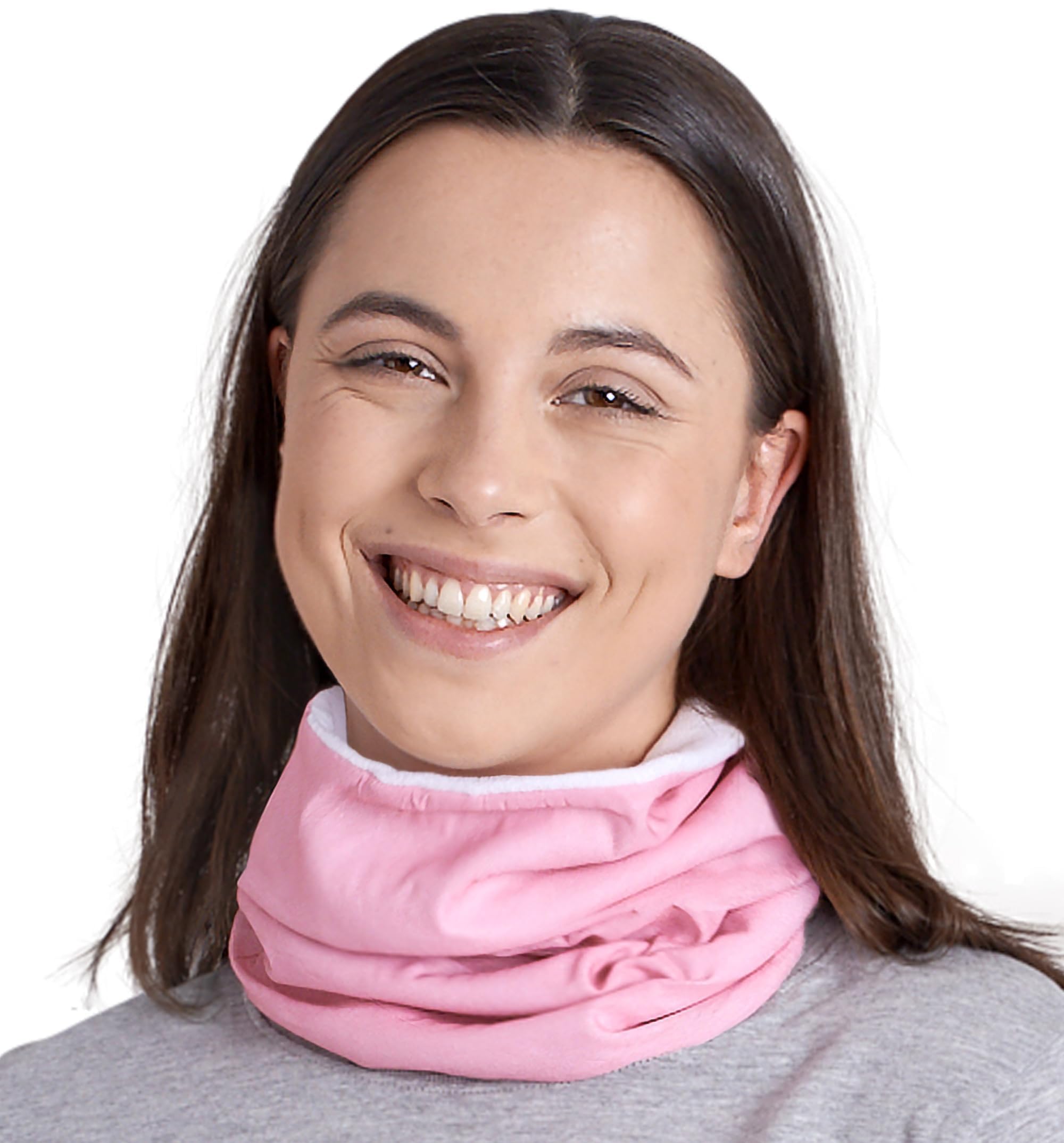 Reversible Microfiber Fleece Gaiter Tube Neck Warmer (Solids) - Pink-image-31