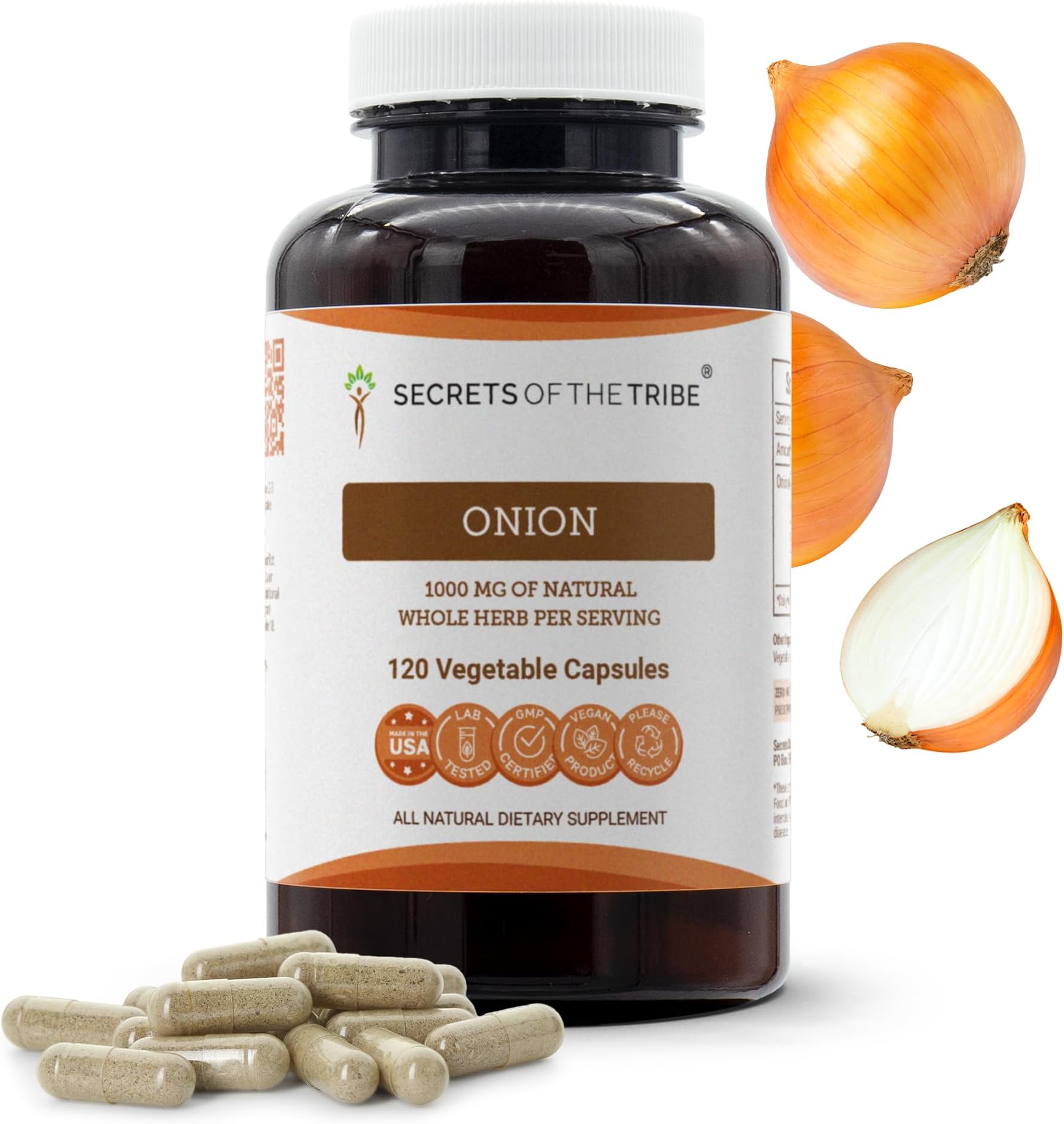 Secrets of the Tribe Onion 120 Capsules, 1000 mg, Onion (Allium Cepa) Dried Bulb (120 Capsules)