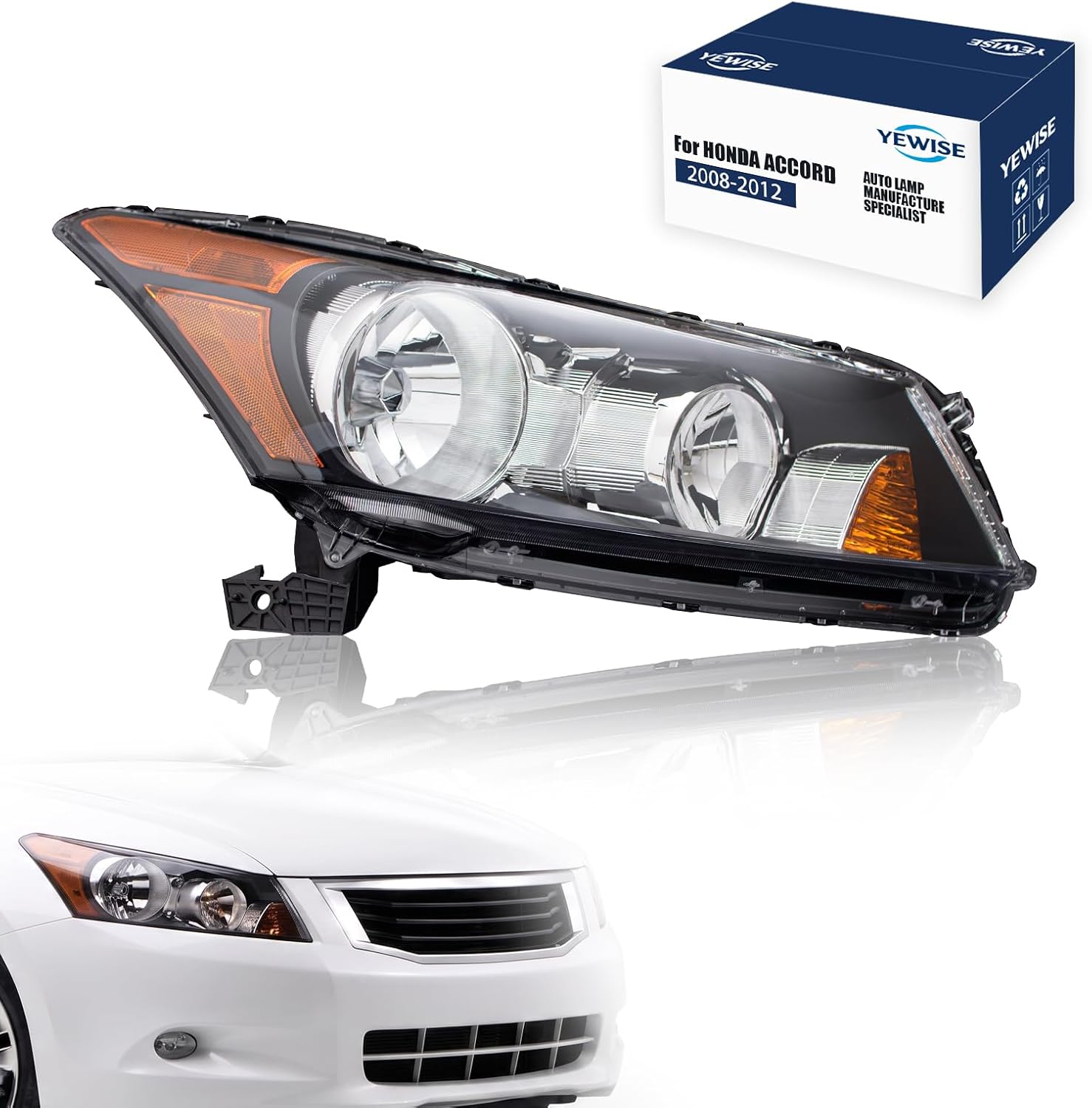 RightSide Headlight Assembly Fit for 2008-2012 Honda ACCORD Halogen