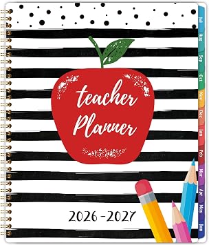 2026-2027 Teacher Planner, Lesson Planner 2026-2027, July 2026 - June 2027, 8.5" x 11", Spiral Bound, Colorful Monthly Tabs