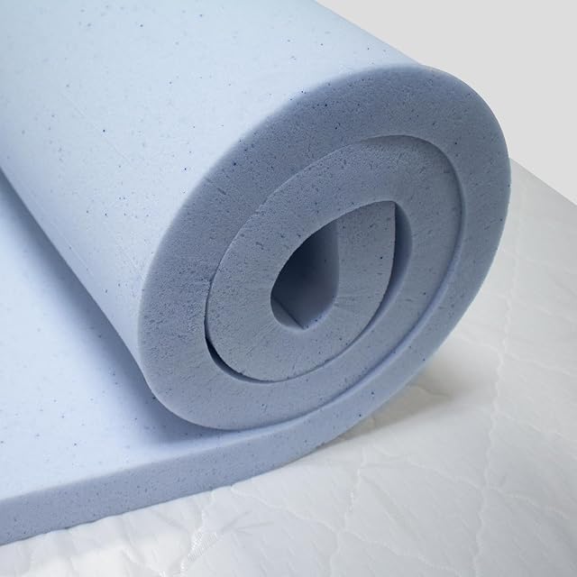 Lounj 2 Inch RV Gel Memory Foam Mattress Topper 3 4 Full Short 48x75 Blue