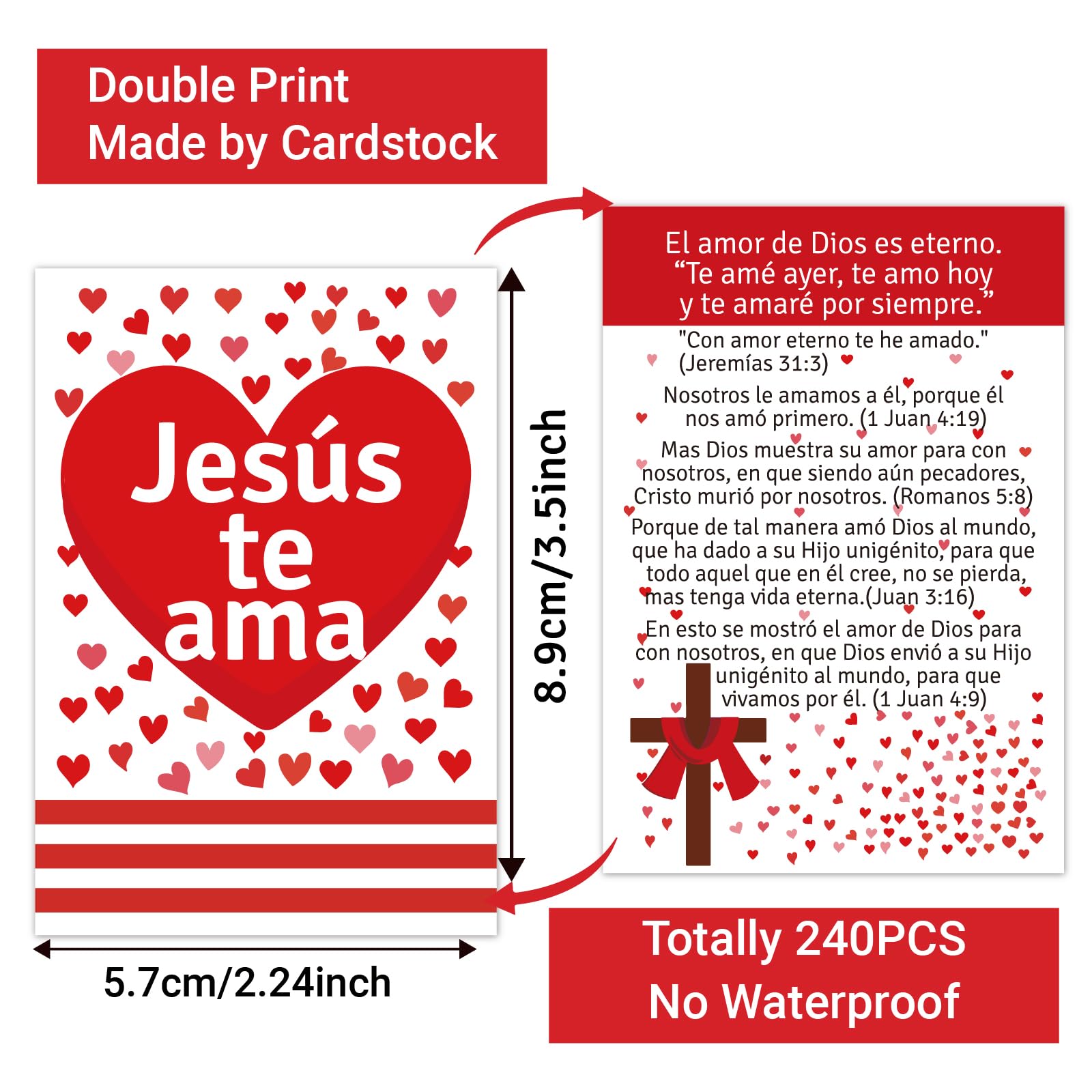 240 tarjetas del tracto del Evangelio de Jesús te ama, tarjetas de plan de salvación, tarjetas de oración sagrada de bolsillo, tarjetas postales de Biblias a granel para evangelismo, regalos de