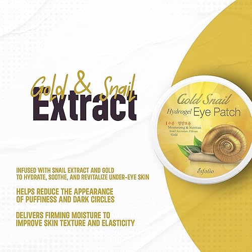 Miniatura 2 de Parche para ojos de hidrogel de caracol de oro, antiarrugas y nutrición por Esfolio (60 piezas)