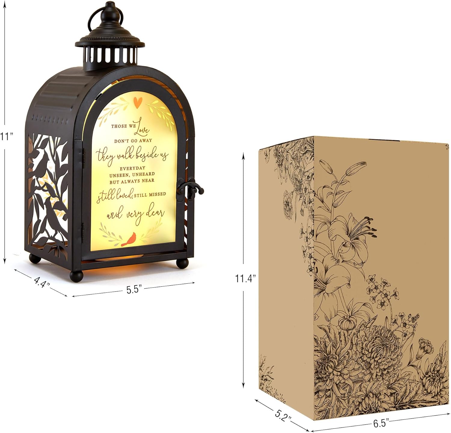 WOODEXPE Sympathy Gift Memorial Gift for Loss of Loved One Memorial Lantern with Flickering LED Candle and Remote Control - Those We Love (Black) - Image 9