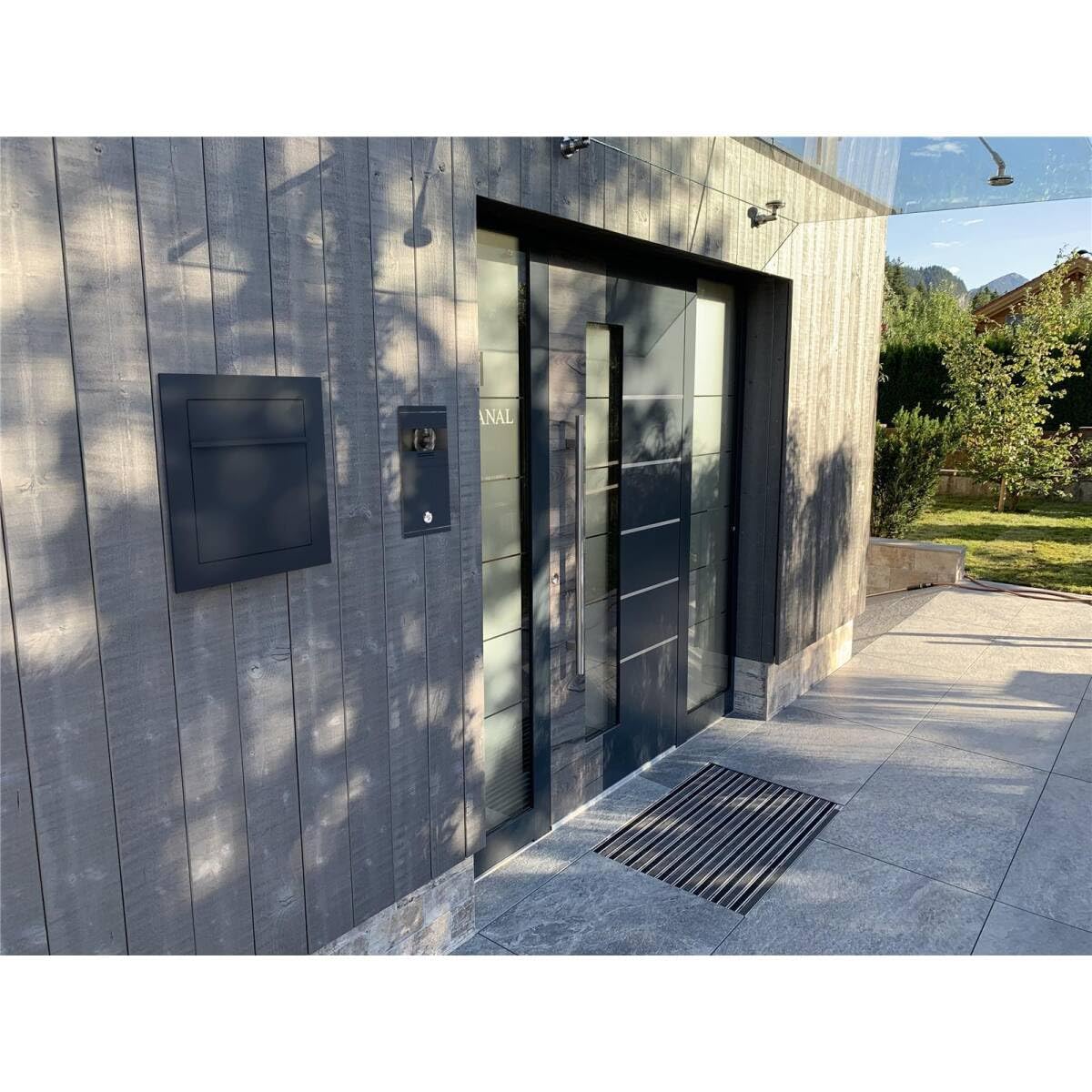 Metzler Cassetta postale da incasso antracite RAL 7016 – cassetta murale da incasso in acciaio verniciato a polvere, design premium