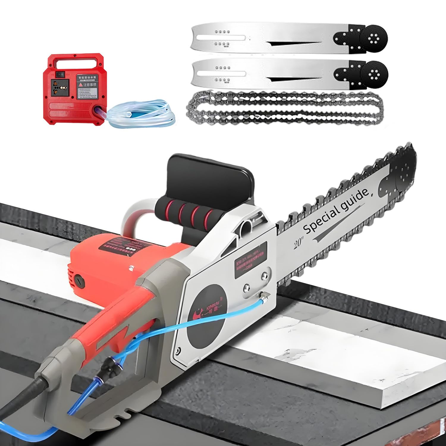 Corded Electric Concrete Chain Saw for Wall Chasing, Chainsaw Wall Cutter 5800W/6500W High Power, 35cm/48cm Cutting Depth, Diamond Chain, Wet & Dry Dustless Cutting for Remodeling Projects (5800W350)