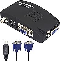 XMSJSIY BNC to VGA Converter with S-Video Input, PAL/NTSC Support, Up to 1920x1200@60Hz - Plug & Play Video Switcher