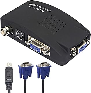 XMSJSIY BNC to VGA, S Video VGA to VGA Converter CCTV Camera PC to TV Adapter BNC Input to VGA Input to VGA Output Laptop Computer Monitor Converter for DVR DVD Player Support PAL NTS
