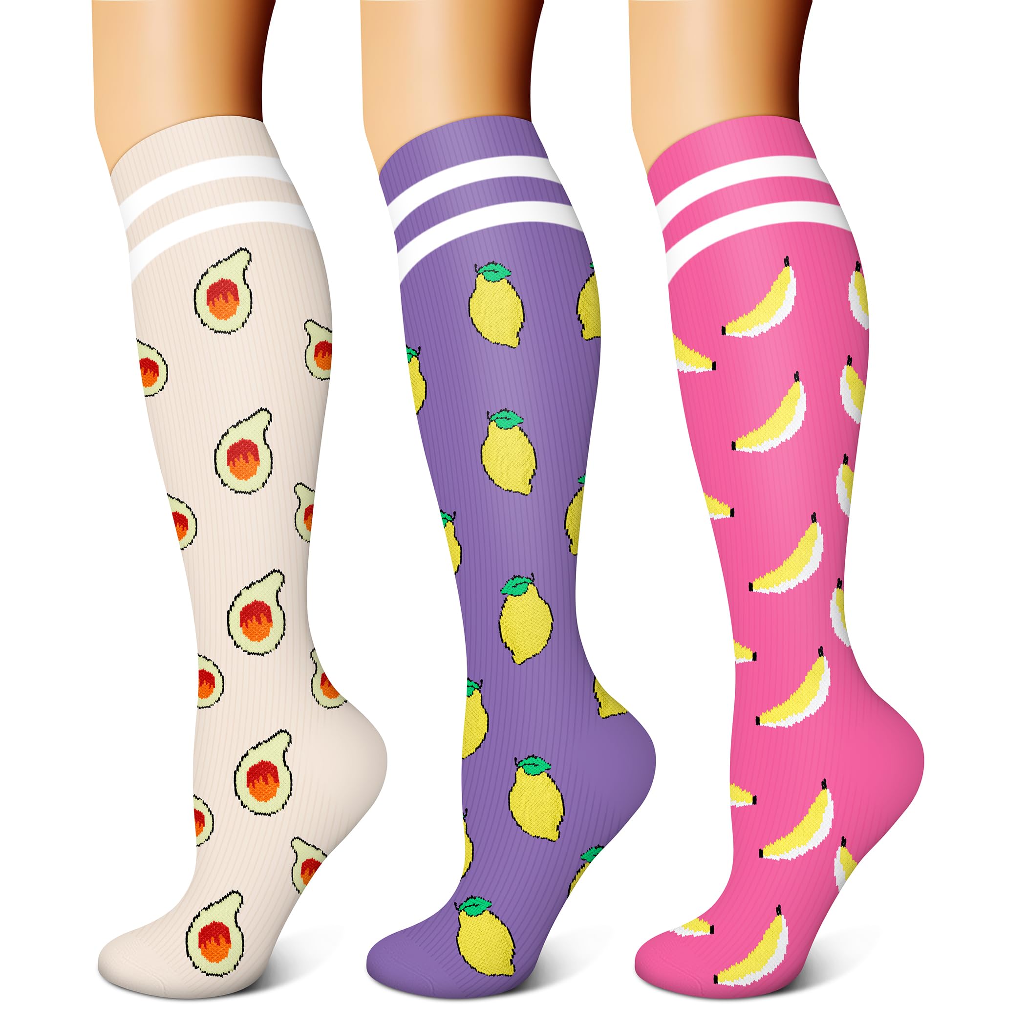 FEYHAY Copper Compression Socks (3 Pairs) 15-20 mmHg Circulation is Best Athletic &amp; Daily for Men &amp; Women, Running, Climbing