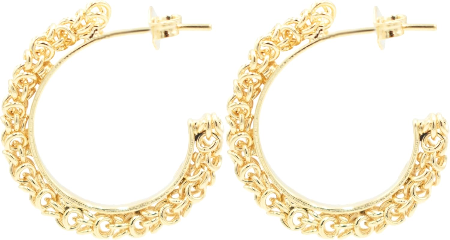 0.90" Inch Knot Texture Huggie Hoop Earrings, 18k Yellow Gold Filled