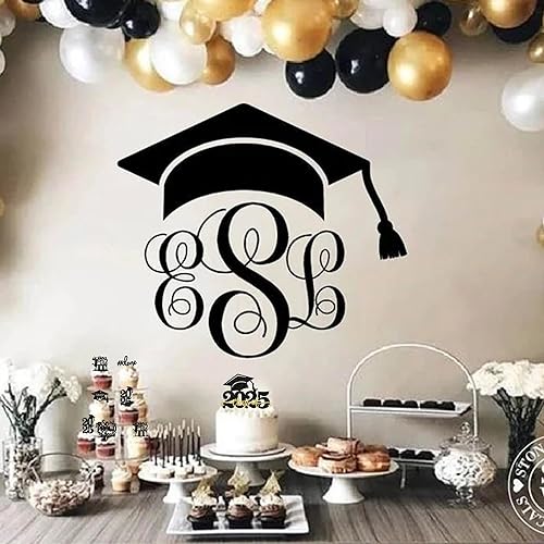 Miniatura 385 de Paquete de 24 adornos dorados para cupcakes de graduación 2025 con purpurina So Proud of You Done Diploma Graduation Cap Cupcake Picks Class of 2025