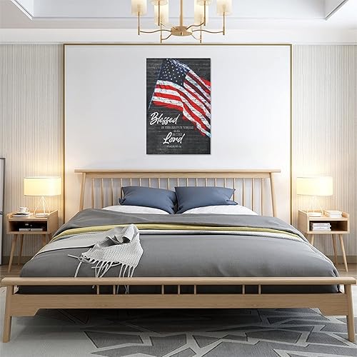 Miniatura 5 de Arte de pared con la bandera americana, arte retro de la bandera estadounidense, decoración de pared de la antigua nación bendecida, arte de pintura