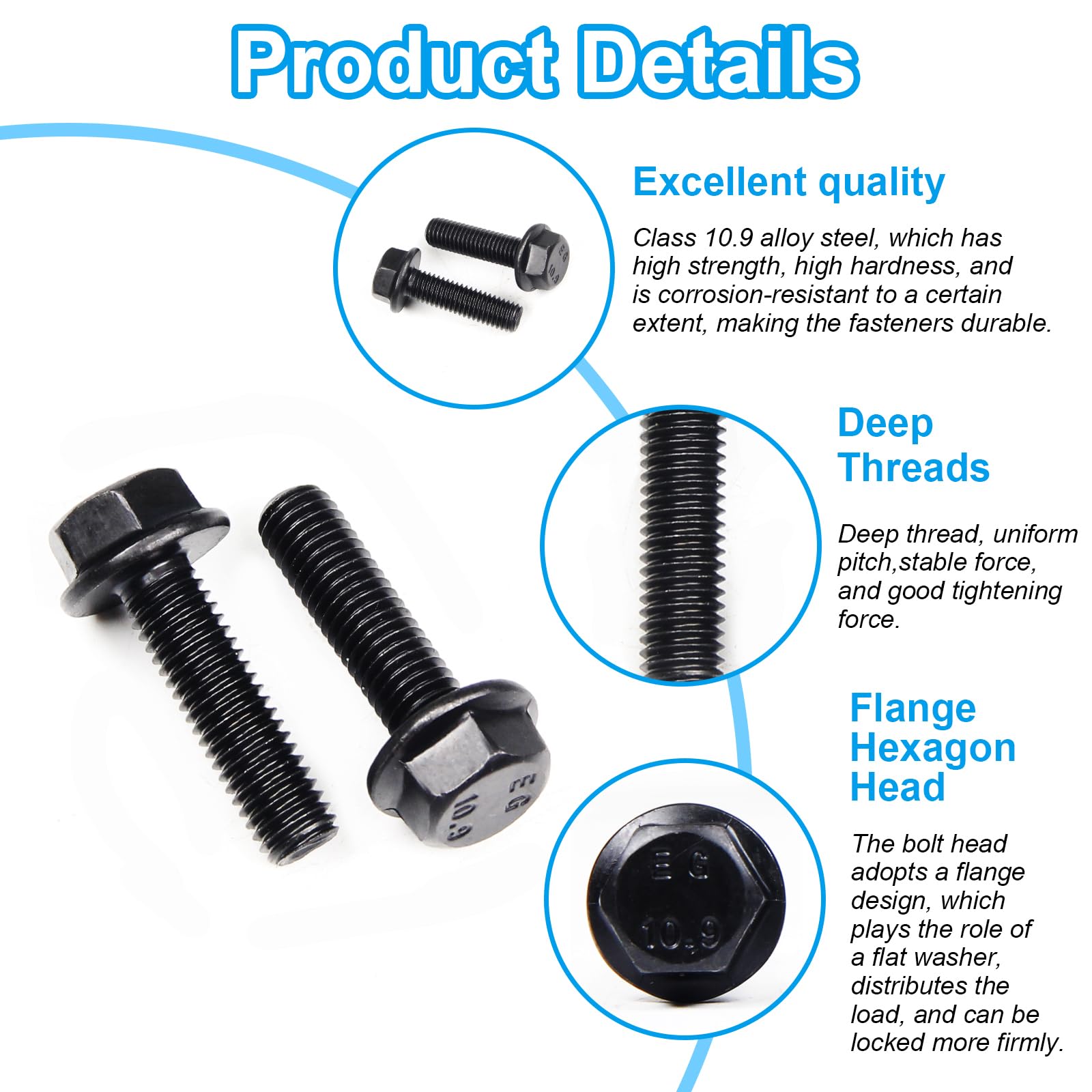 M6 Flange Bolts - Durable Hex Head Fasteners -3 M6 Flange Bolts - Durable Hex Head Fasteners -3