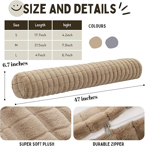 Miniatura 4 de MeMoreCool Almohada larga de cuerpo redondo para adultos almohada de felpa esponjosa de lujo con inserto de espuma triturada almohada cilíndrica