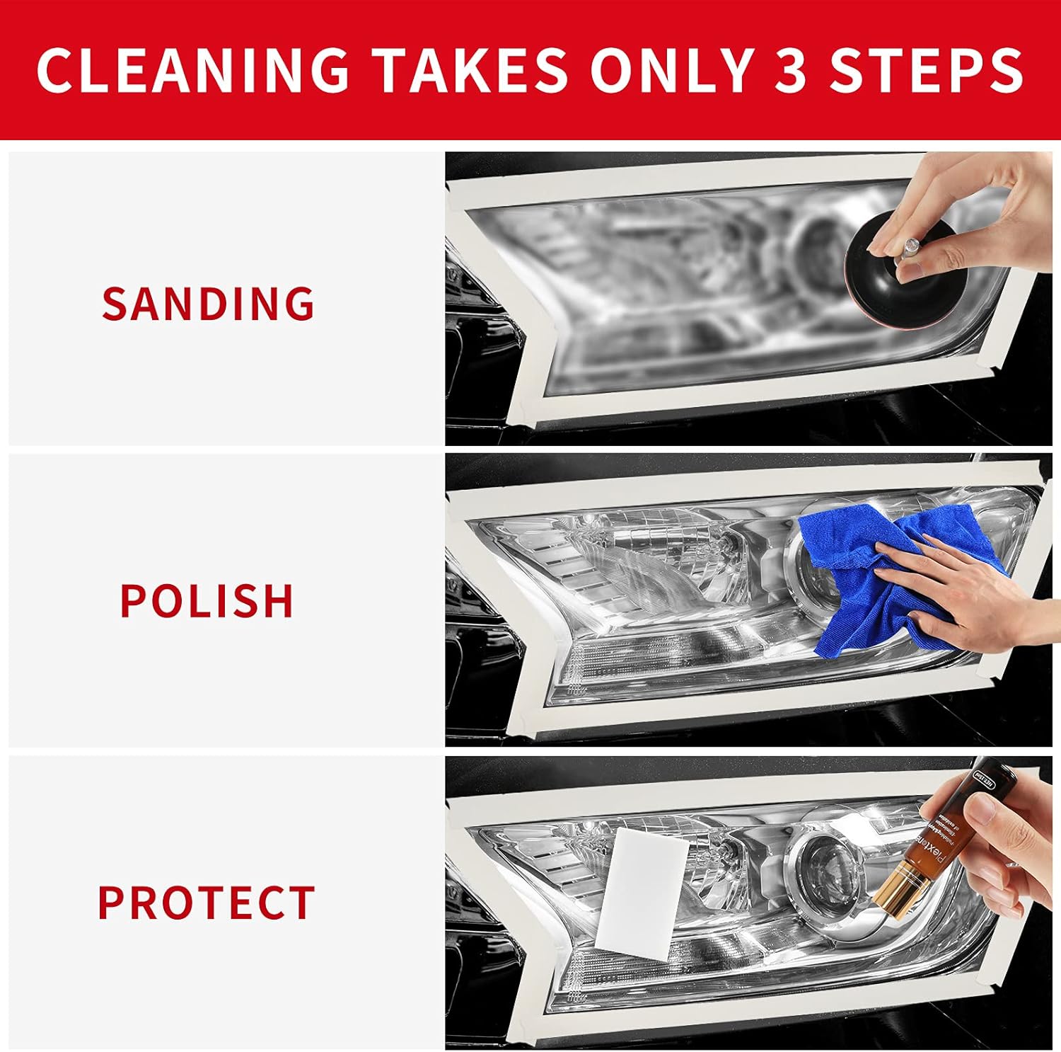 Buy Plextone Headlight Restoration Kit, Heavy Duty DIY Headlight Repair Kit to Remove Yellow