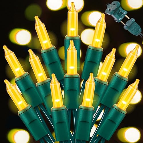 Miniatura 30 de LAMPHOME Juego de luces de Navidad superbrillantes extensibles de color blanco cálido, 100 luces de 19.6 pies, con certificación UL, mini luces para