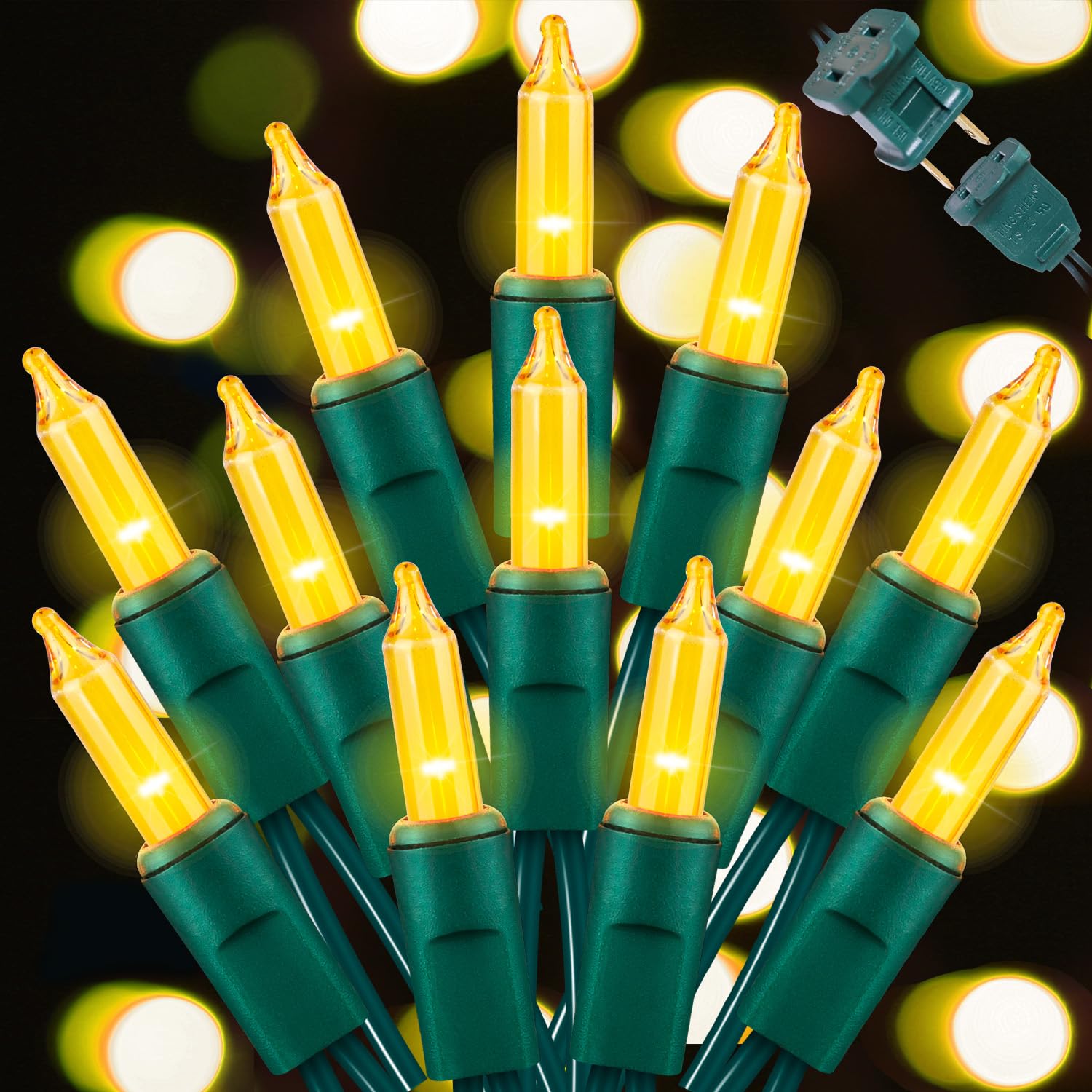 LAMPHOME Christmas Lights 100 Count Mini Yellow Lights 20ft Green Wire Christmas Tree String Lights Set for Outdoor Indoor Christmas Decorations
