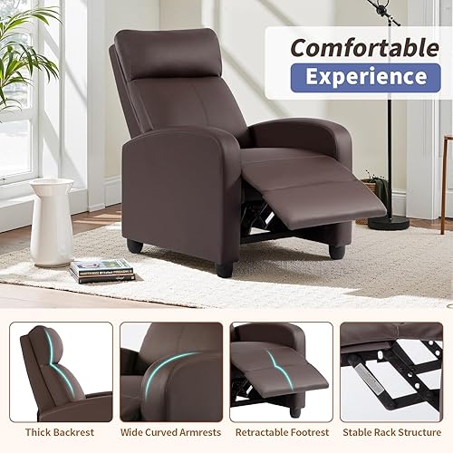 Miniatura 70 de BestMassage - Sillón reclinable para sala de estar Moderno sofá con respaldo alto, asiento para cine en casa con soporte lumbar (con masaje,