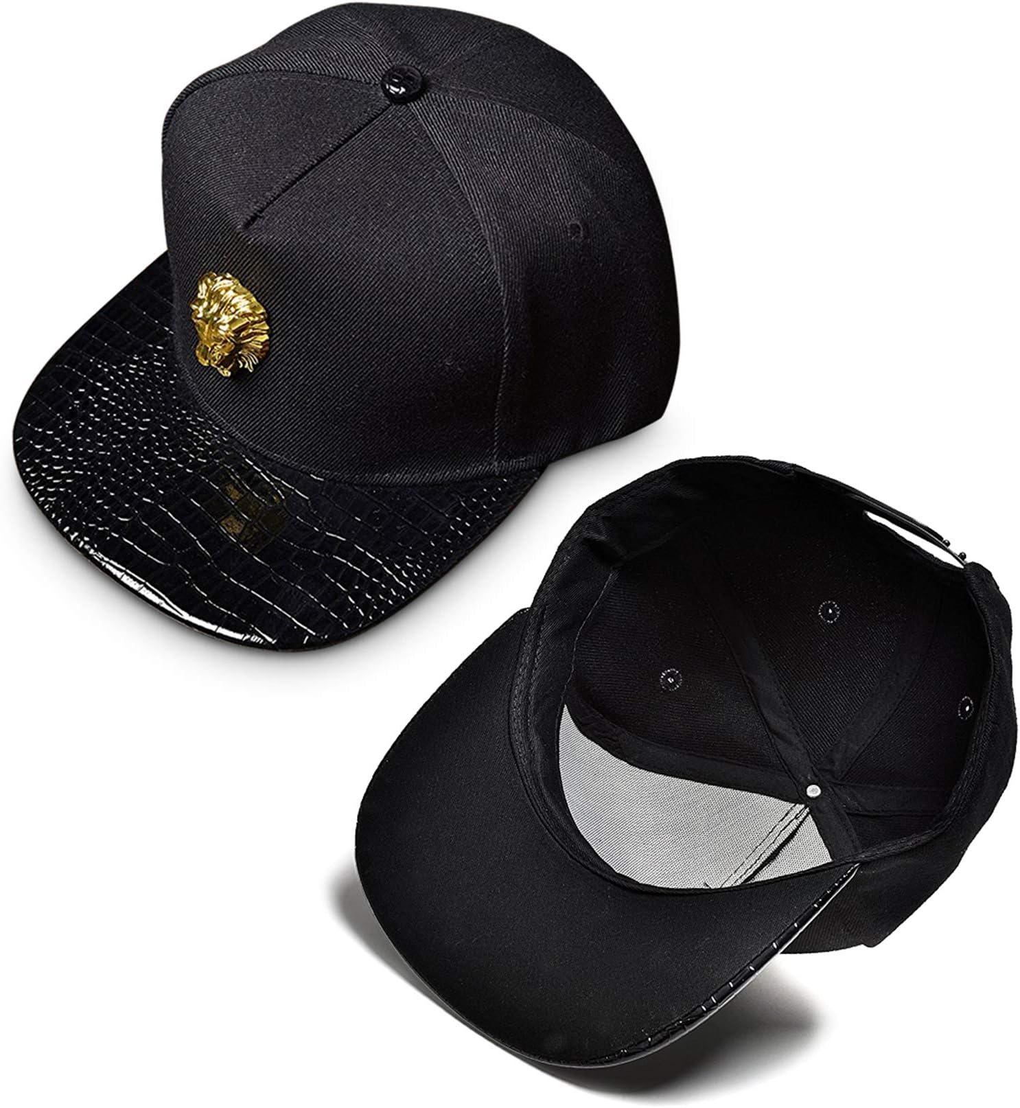 Ralink Unisex 3D Metal Stud Adjustable Flat Bill Snapback Baseball Punk Cap Hat
