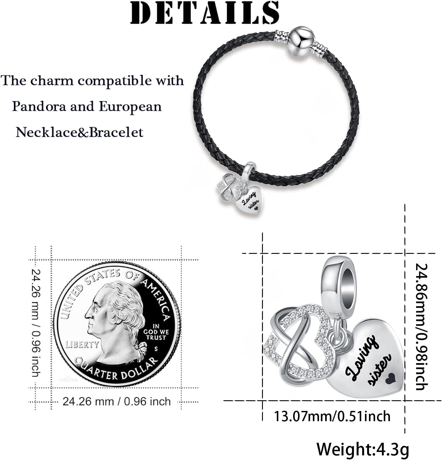 TCHYUN Family Double Heart Charm Infinite Love Bead for Pandora Bracelet Women Gift - Image 6