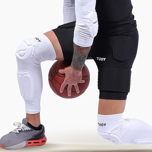 Miniatura 6 de Rodilleras acolchadas de compresión para baloncesto, fútbol, voleibol (paquete de 2), protector de soporte de rodilla para niños, niñas, jóvenes y