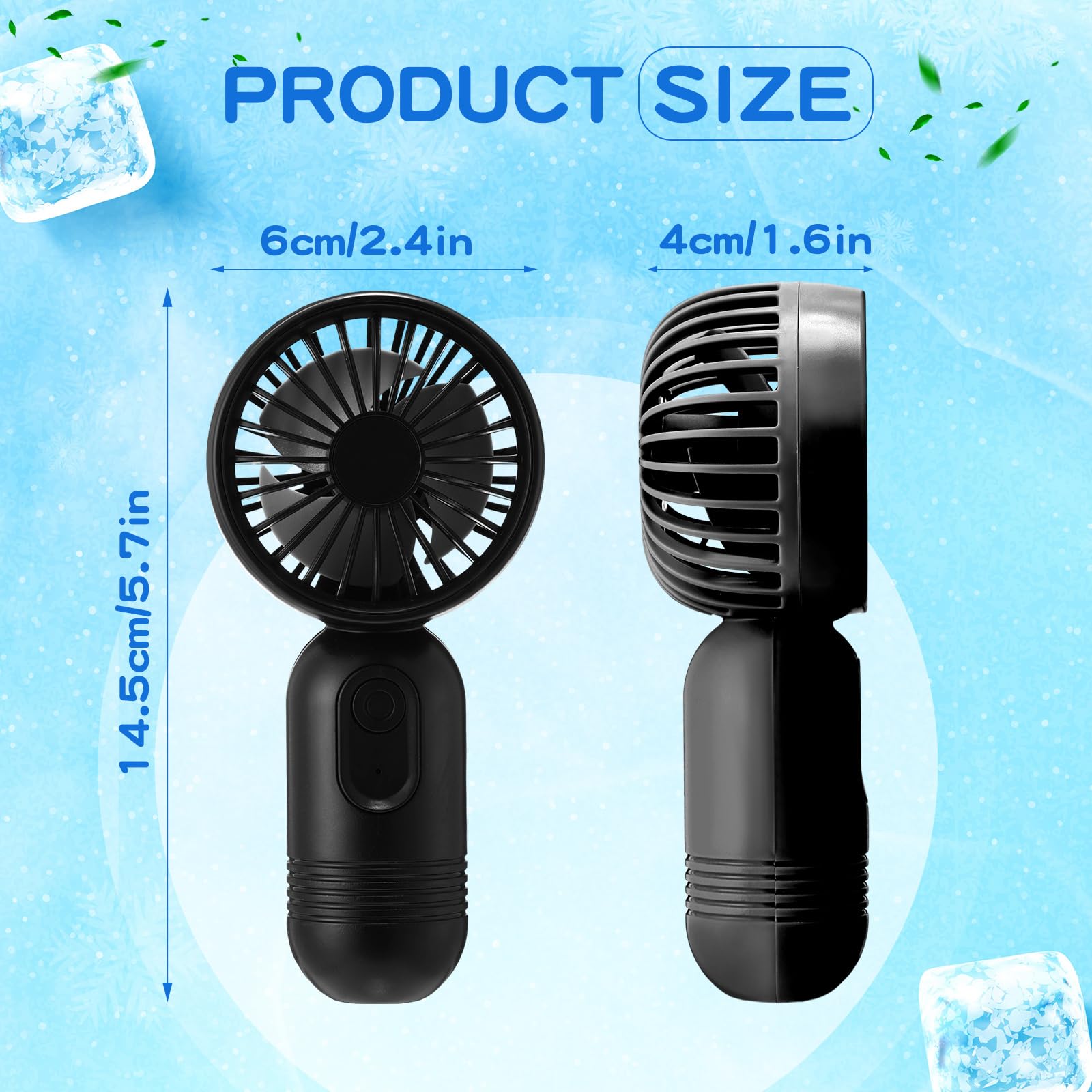 Rossesay 36 Pcs Mini Portable Fan 3 Speed Rechargeable, Black