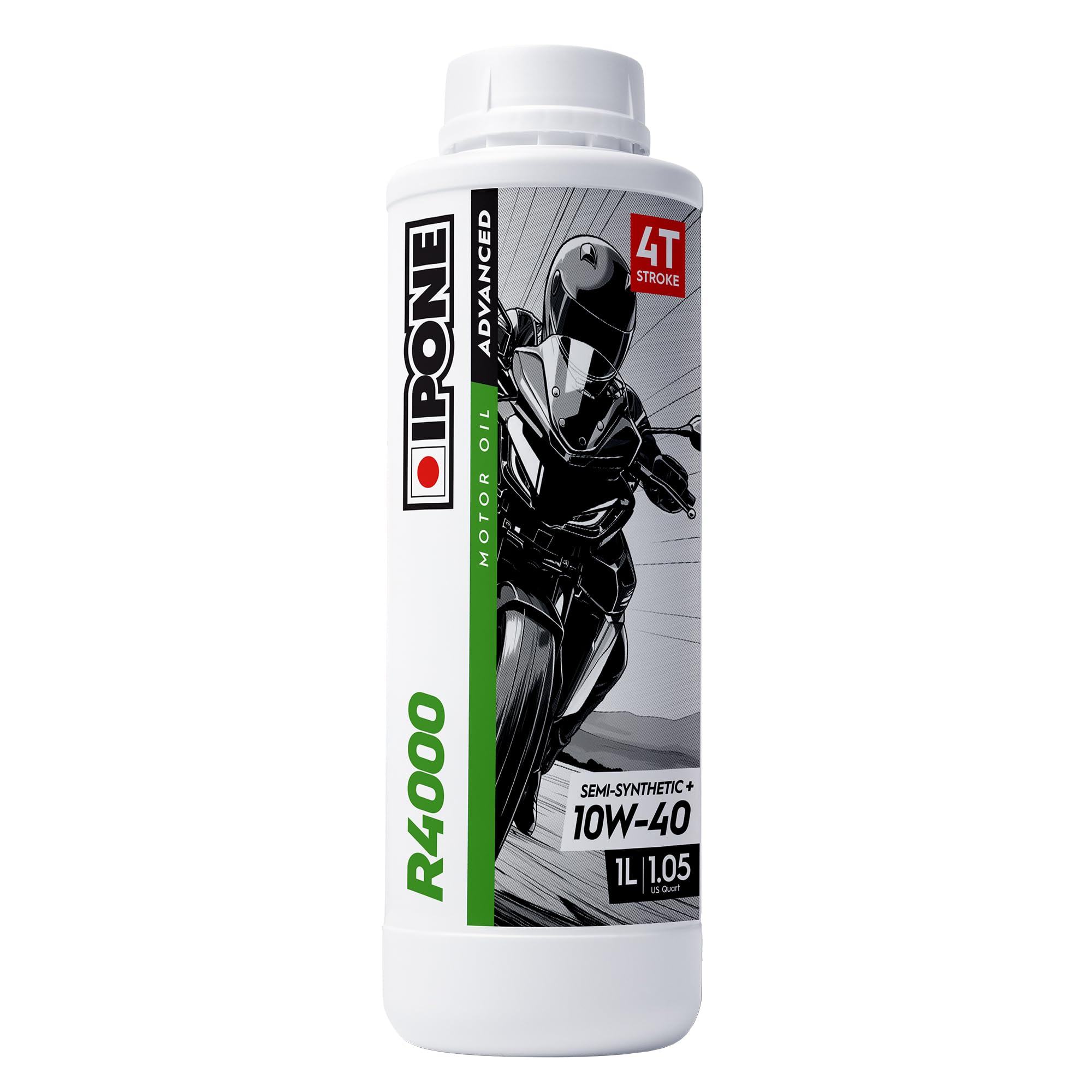 IPONE – Olio moto 4 tempi 10W40 R4000 RS - Lubrificante semi-​sintetico con esteri - Alta qualità - Resistenza all'usura e protezione del motore - Tanica da 1 Litro