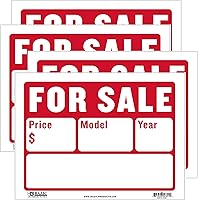 Vista 1 de BAZIC - Letrero de venta de automóviles de 9 x 12 pulgadas (2 líneas), número de teléfono del año del modelo, señalización interior de autos