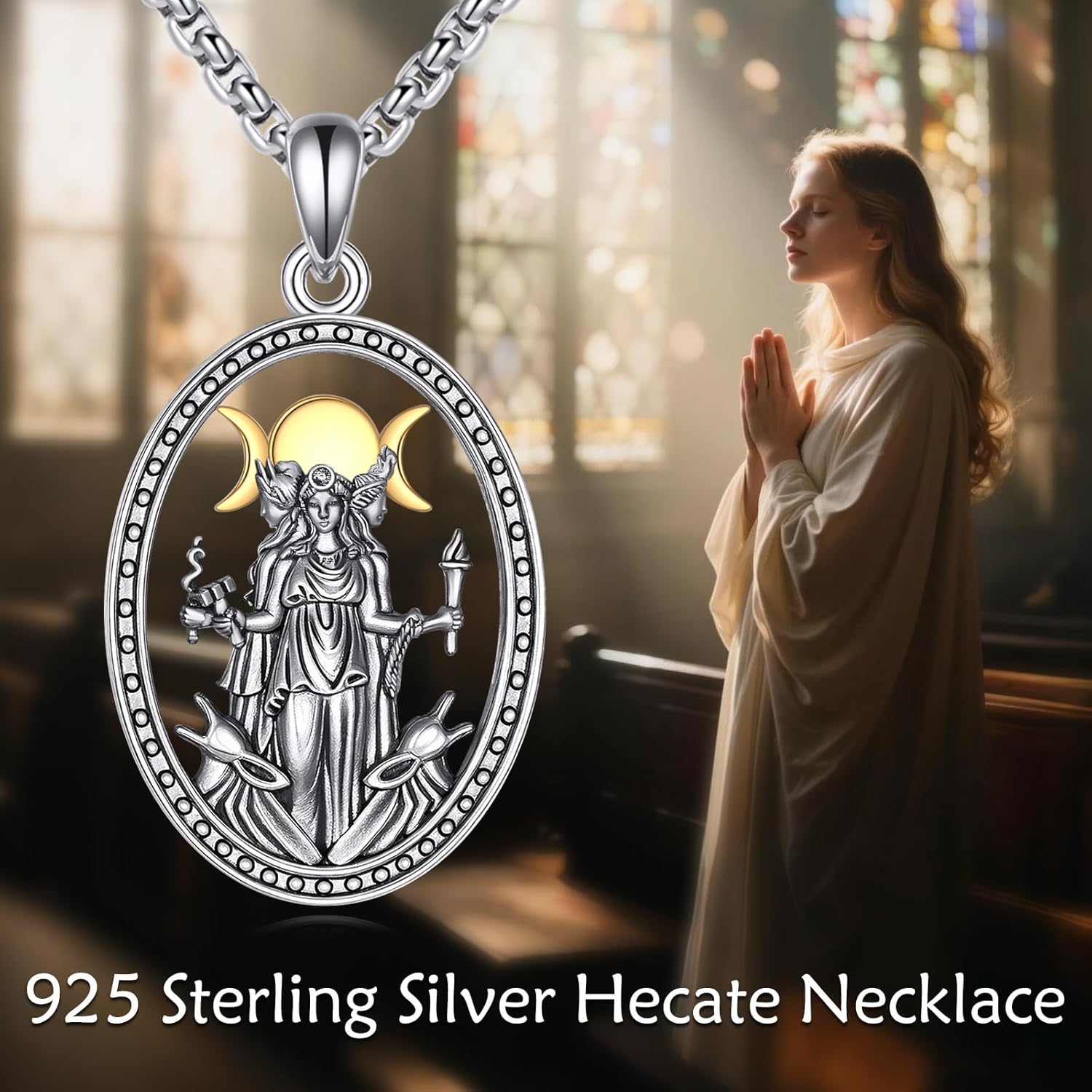 Hecate Necklace 925 Sterling Silver Hecate Pendant Hekate Goddess of Witches Jewelry Gifts for Women - Image 6