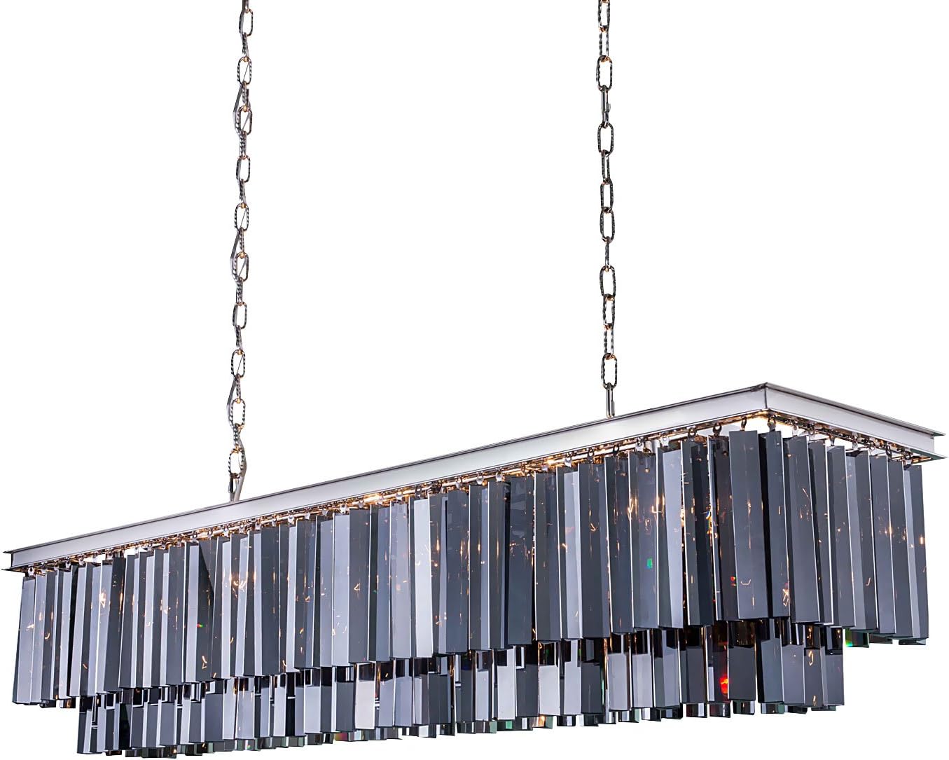 Odeon 12 Light Golden Teak Fringe Rectangular Chandelier Light Fixture in Java Brown Finish - Restoration Revolution 700135-003