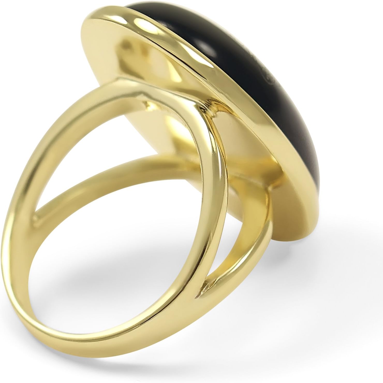 The Collegiate Standard Delta Zeta Sorority Duchess Crest Ring- 14k Brass with Black Onyx
