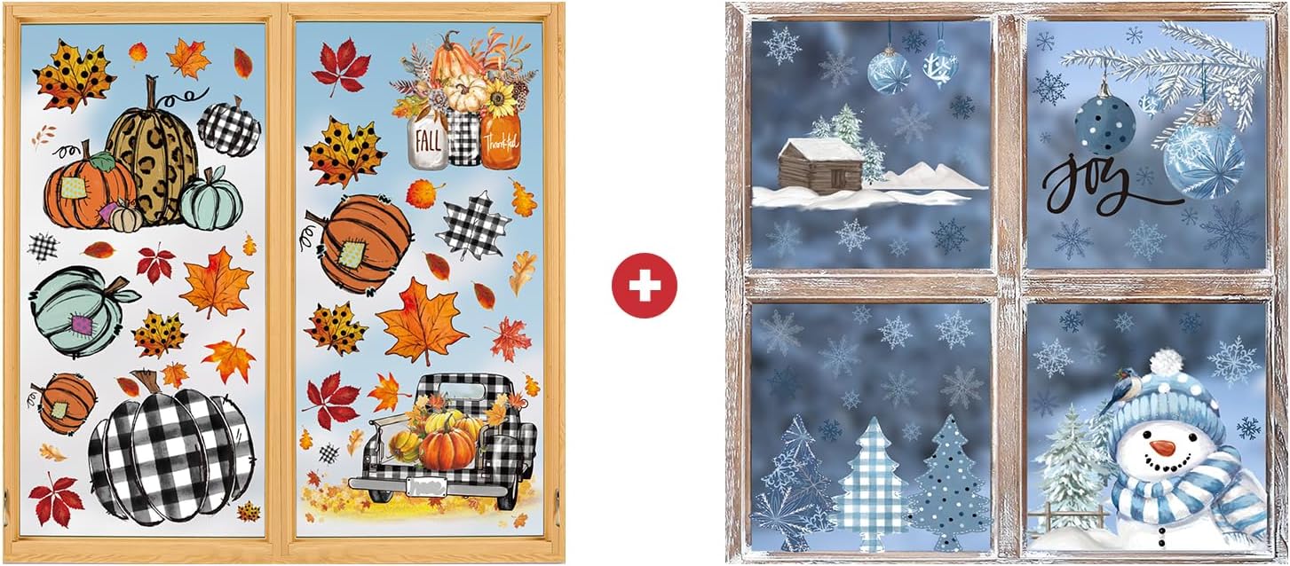Horaldaily Window Cling Stickers, Thanksgiving Autumn