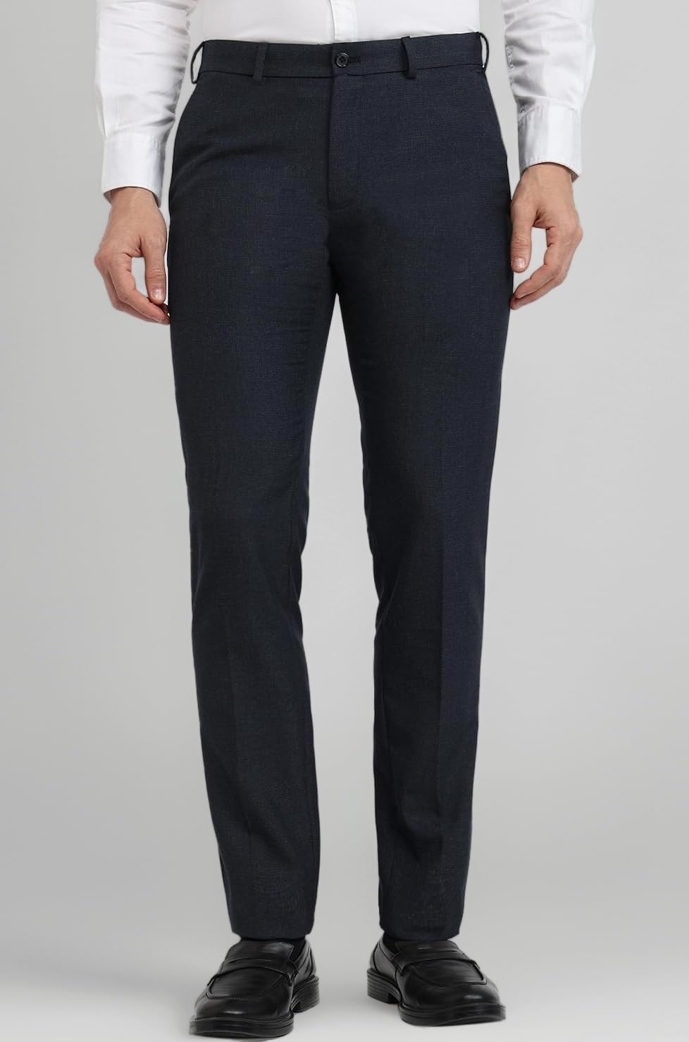 Men Slim Fit Structure Pattern Polyester Blend Flat Front Formal Trouser