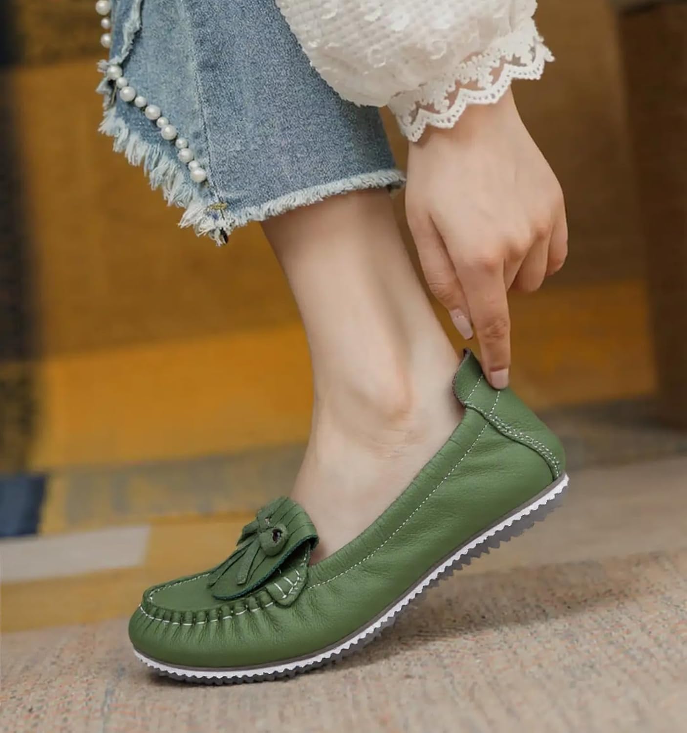 Women's Genuine Leather Loafers – Slip-Resistant Sole, Breathable & Lightweight Fla... - Image 2