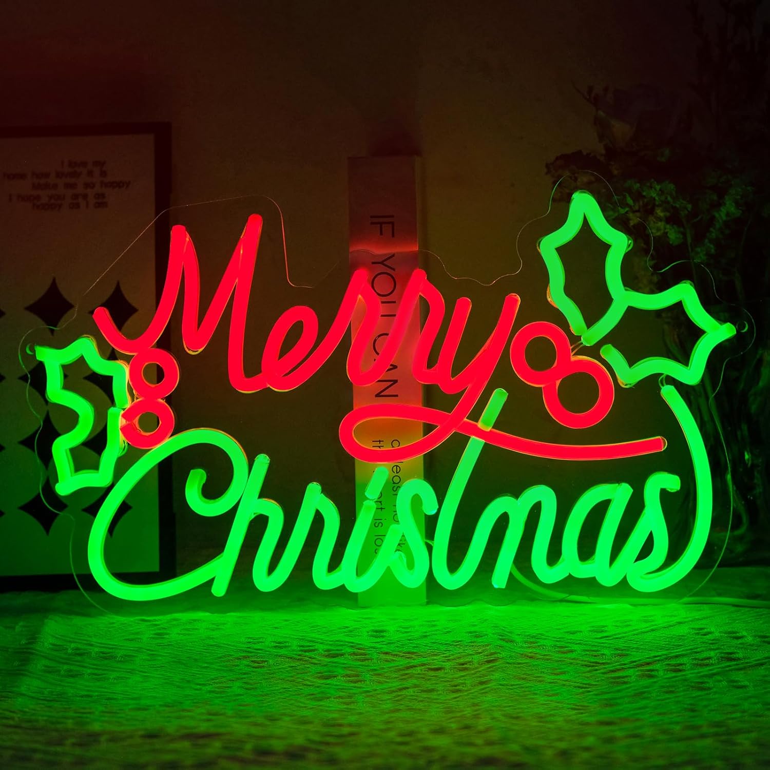 Merry Christmas Neon Signs for Wall Decor Dimmable Merry Xmas Led Lights Signs Letters Neon Light for Christmas Party Living Room Pub Bar Bedroom Home Shop Decorations Birthday Gifts Merry Christmas Winterberry