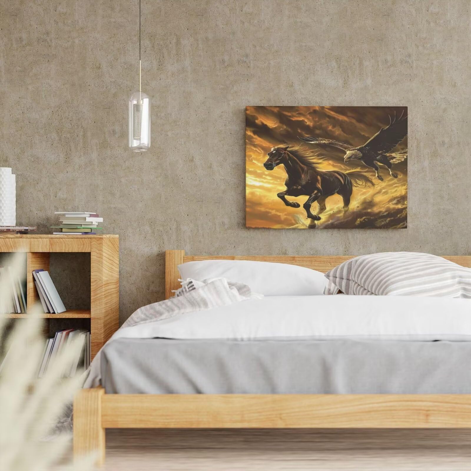 Kit per pittura con numeri per adulti, aquila, cavallo pittura con numeri per principianti, pittura acrilica con 6 pennelli, pittura ad olio per decorazione da parete, 100 x 75 cm, senza cornice)