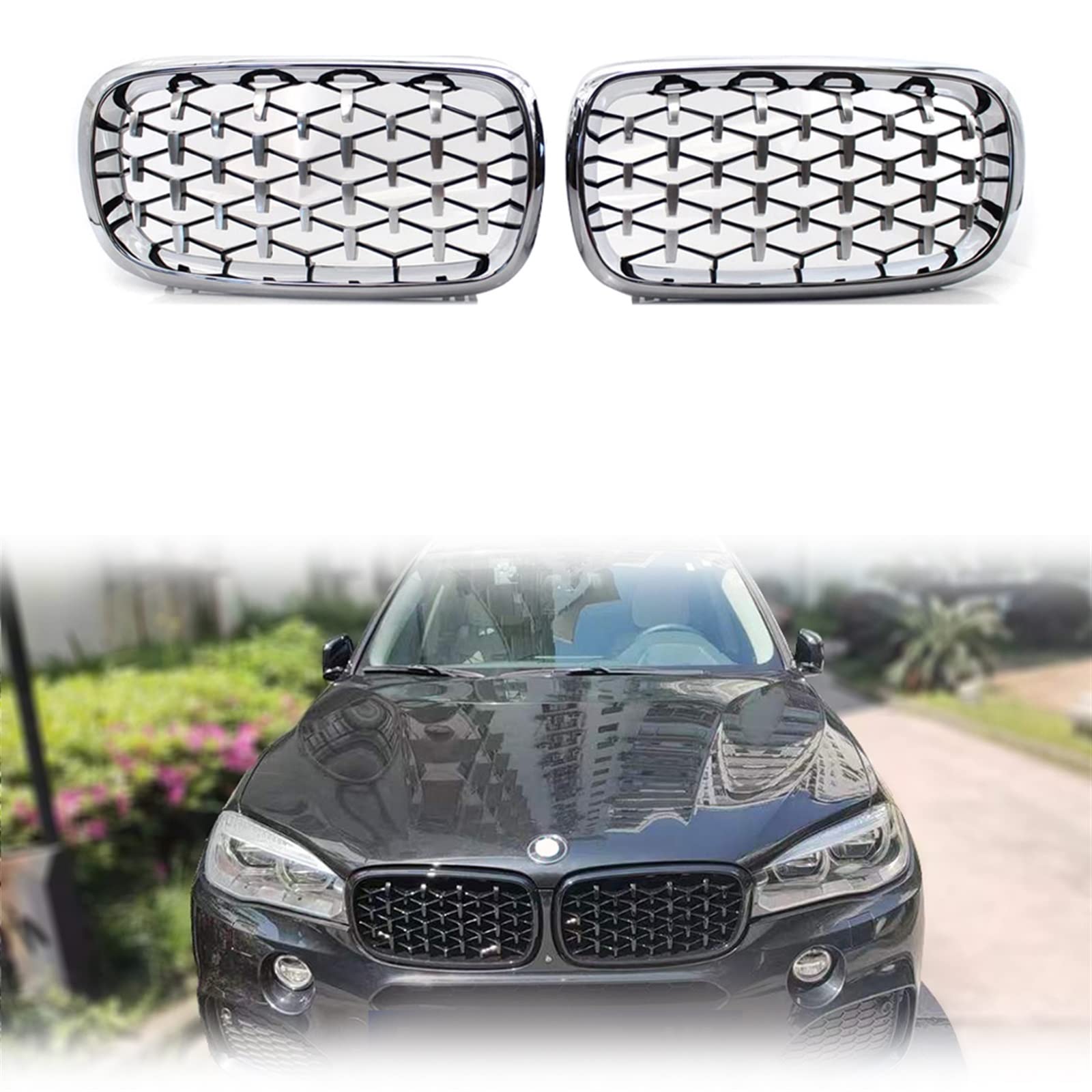Parrillas delanteras de coche estilo Diamond para sustitución de rejillas X5 X6 M