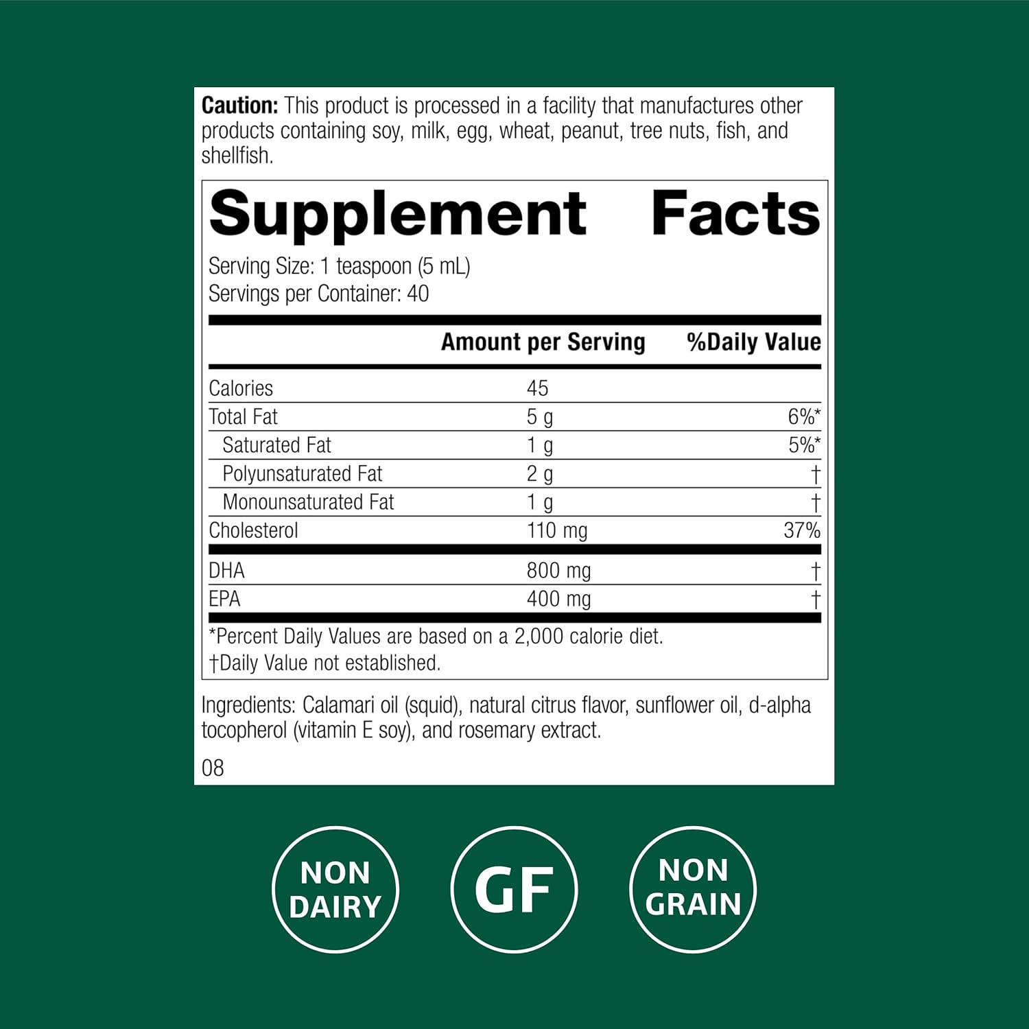 Standard Process Calamari Omega-3 Liquid - Supplement for Heart & Brain Health Support - Aids Skin Health - Gluten-Free, Non-Dairy & Non-Grain - 6.8 oz - Image 2