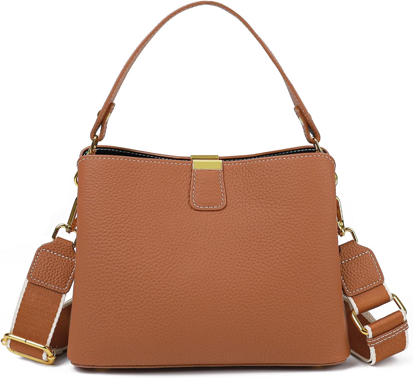 imeetu Crossbody Bags for Women, Genuine Leather Shoulder Bag, Womens Purses with Zipper & 3 Styles Straps