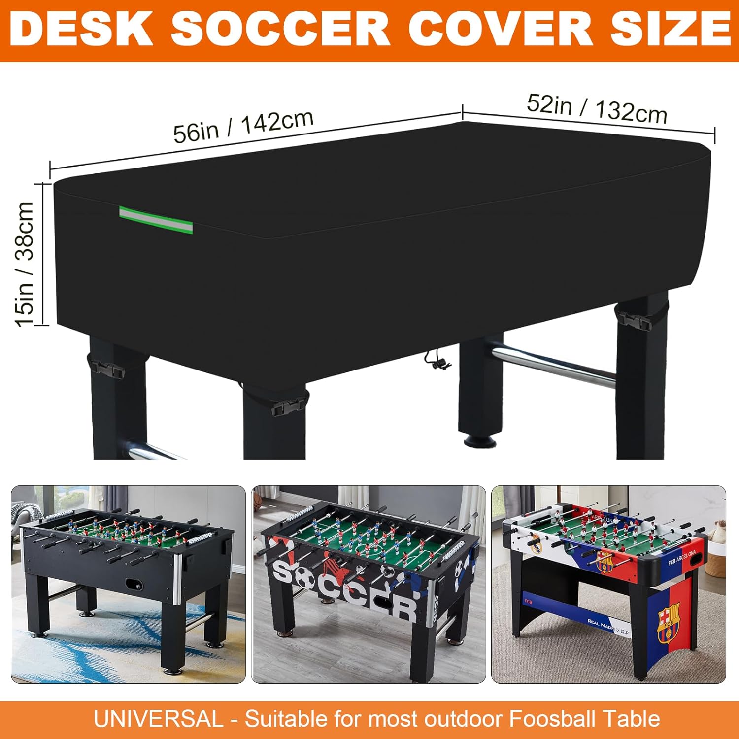 Foosball Dust Cover,Foosball Table Protection Cover-600D Heavy Duty Waterproof Outdoor Patio Party Game Table Cover, Black