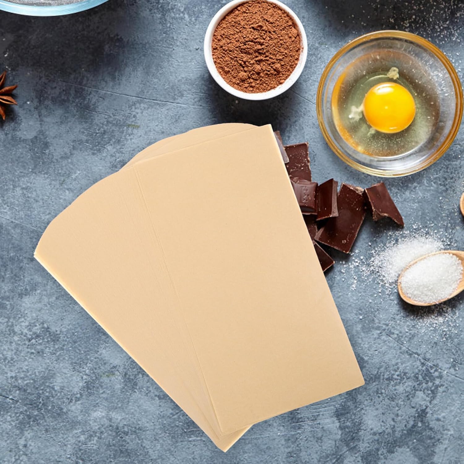 SUPVOX 300 Sheets Unbleached Parchment Paper Baking Sheets 34x17.8cm Non-stick Greaseproof Oven Liner for Baking Cooking and Food Preparation