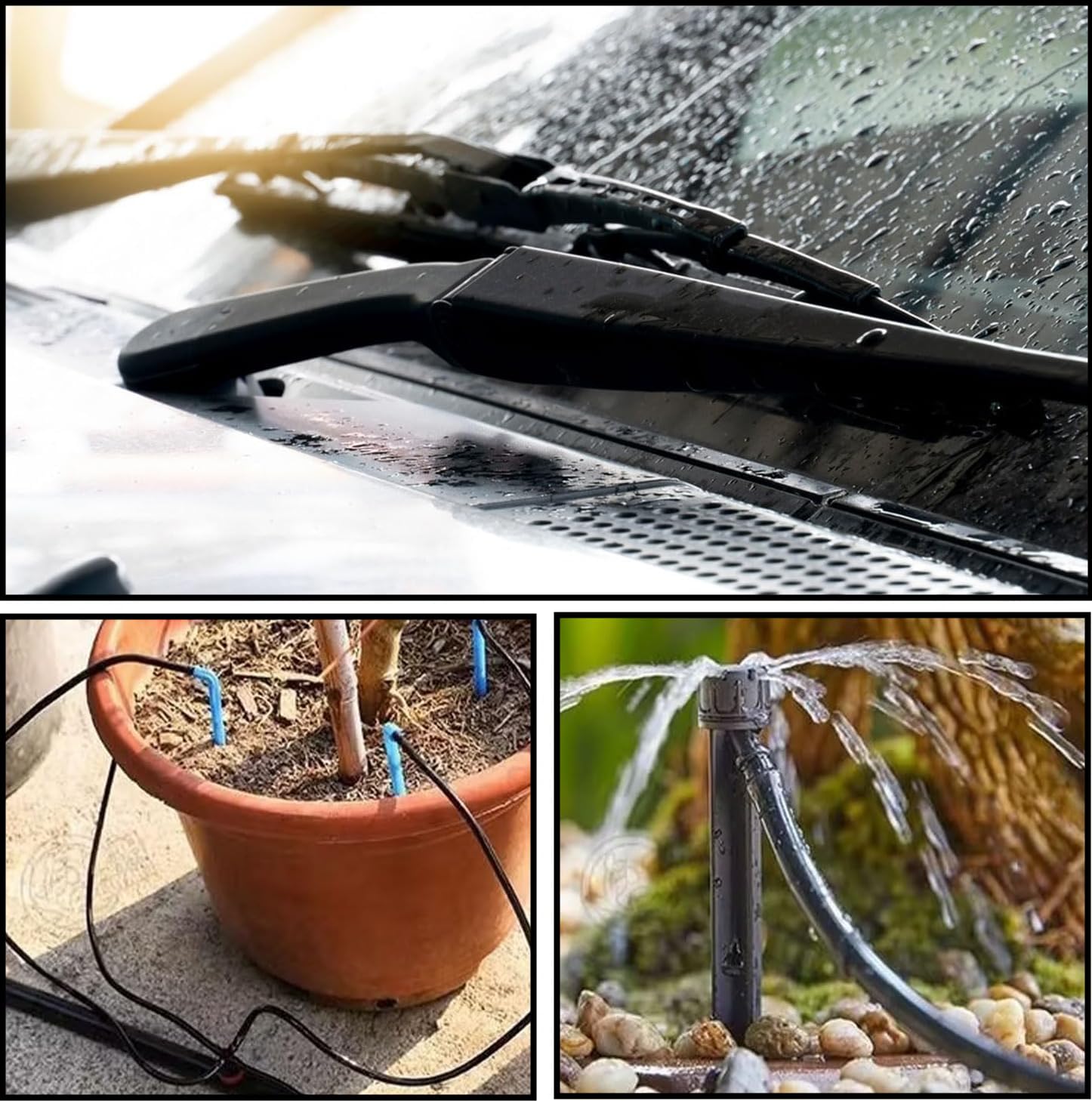 HUAZIZ 5m Tubo Tergicristalli con 45 Pezzi Conettore per Tubi (Tipo Y+I+T)+2 Pcs ugelli lavavetri, Tubi Lavavetri per Parabrezza Dell’auto, Tubo Flessibile per Acqua Tergicristalli, Nero