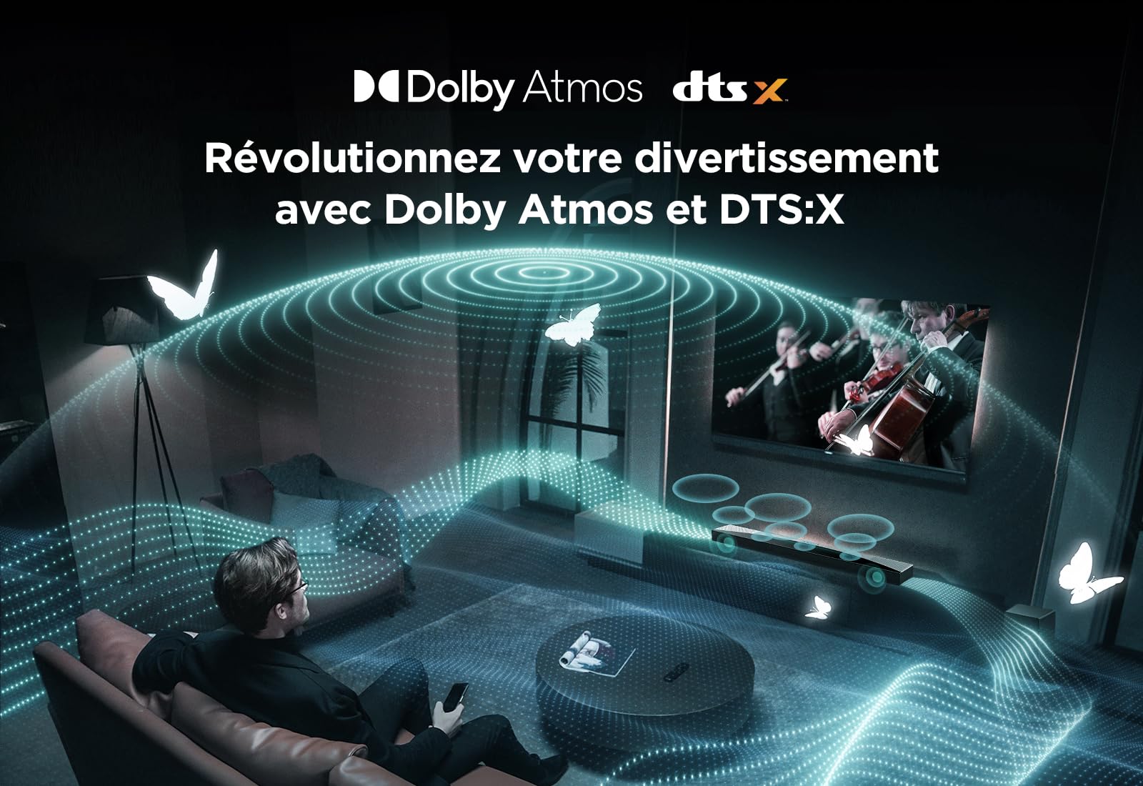 Barre de son TCL Q75H 5.1.2 ch pour TV, 620 Watts, Home cinéma, Surround cinéma, Expansion sonore, Dolby Atmos, DTS:X, HDMI eARC, Bluetooth 5.1, une télécommande, USB, Optique, Montage mural possible