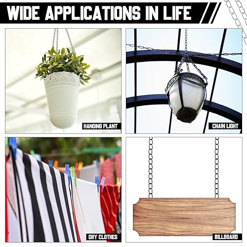 Miniatura 7 de Yaocom Cadena Jack de Acero Galvanizado de 100 pies, Carrete de Cadena Metálica Negra para Luminarias, Comederos para Pájaros, Luces Aéreas, Obras