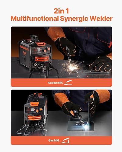 Miniatura 2 de VEVOR MIG Welder, 130A Synergic Mig Welding Machine, 2-in-1 Gas MIG/Gasless Flux Core MIG Multi-Process Welder Machine, 110V Portable Mig Welder
