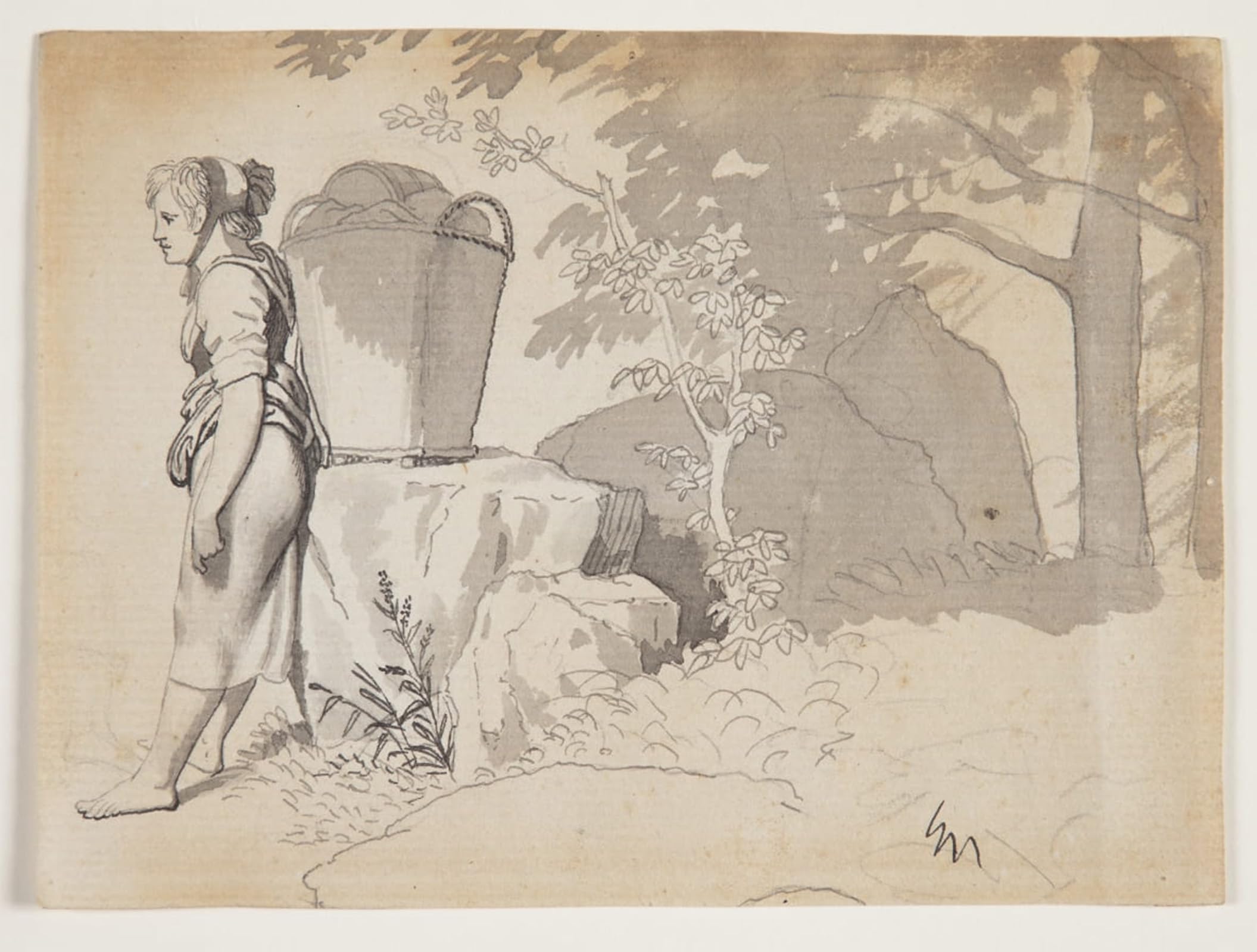 Toile une paysanne se repose par Eckersberg impression HD